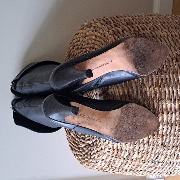 Banana Republic Womens Black Leather Over-The-Knee Tall Boots 4.25" Heels S-9 - Picture 6 of 8